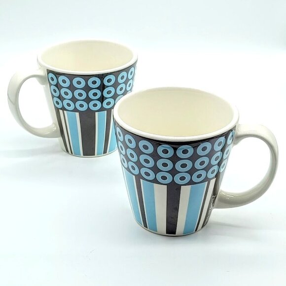 Jonathan Adler Happy Home Circles and Stripes Ceramic Mugs - Picture 1 of 8